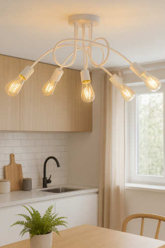ŻYRANDOL LAMPA NOWOCZESNA EDISON 5xE27 LOFT BIAŁA