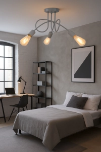 ŻYRANDOL LAMPA NOWOCZESNA EDISON METALOWA 3xE27 LED SZARA