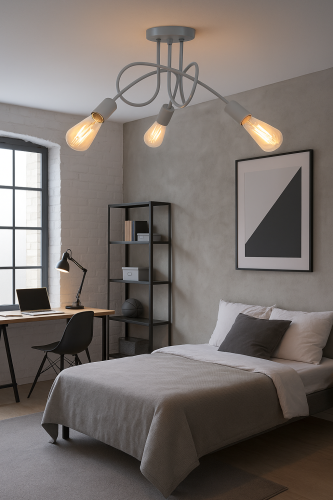 ŻYRANDOL LAMPA NOWOCZESNA EDISON METALOWA 3xE27 LED SZARA