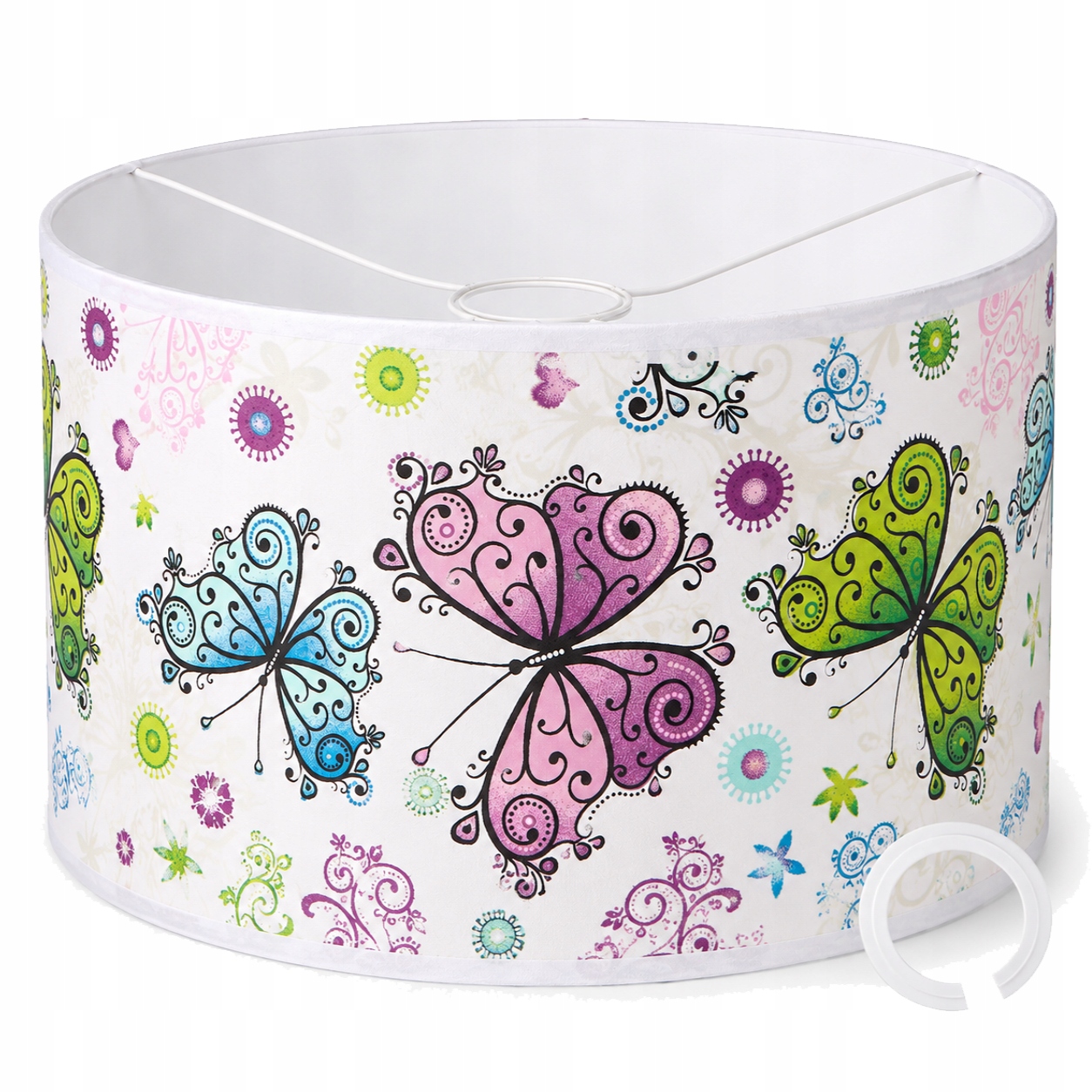 ABAŻUR Z MATERIAŁU DO LAMP WISZĄCYCH 35 x 20cm WALEC E27 E14 MOTYLE