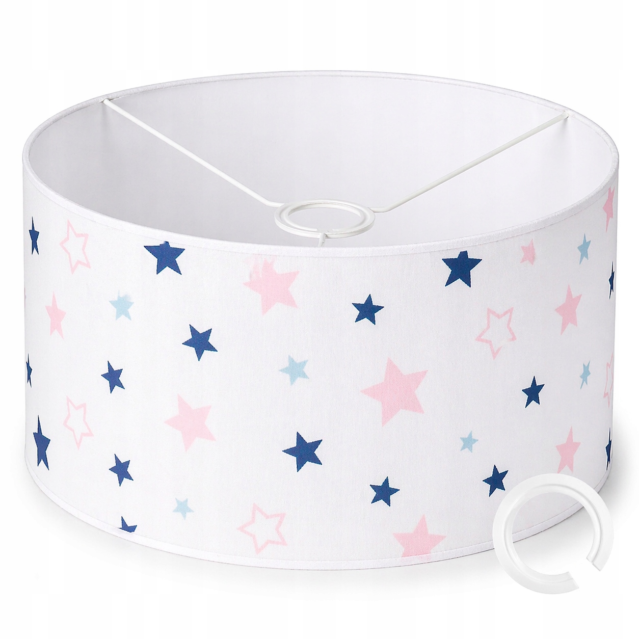 ABAŻUR Z MATERIAŁU DO LAMP WISZĄCYCH 35x20cm WALEC E27 E14 GWIAZDKI RÓŻ