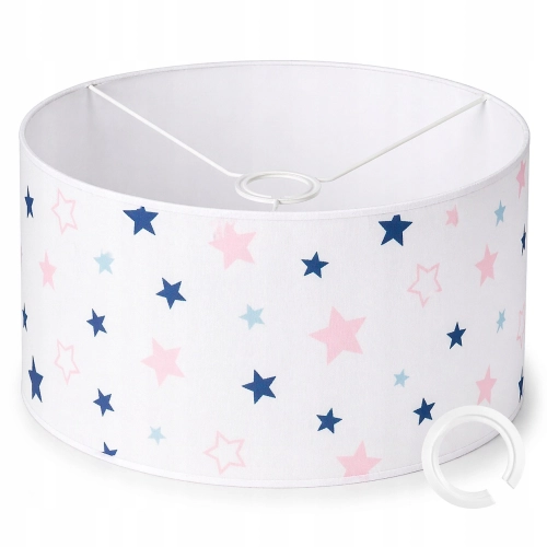 ABAŻUR Z MATERIAŁU DO LAMP WISZĄCYCH 35x20cm WALEC E27 E14 GWIAZDKI RÓŻ