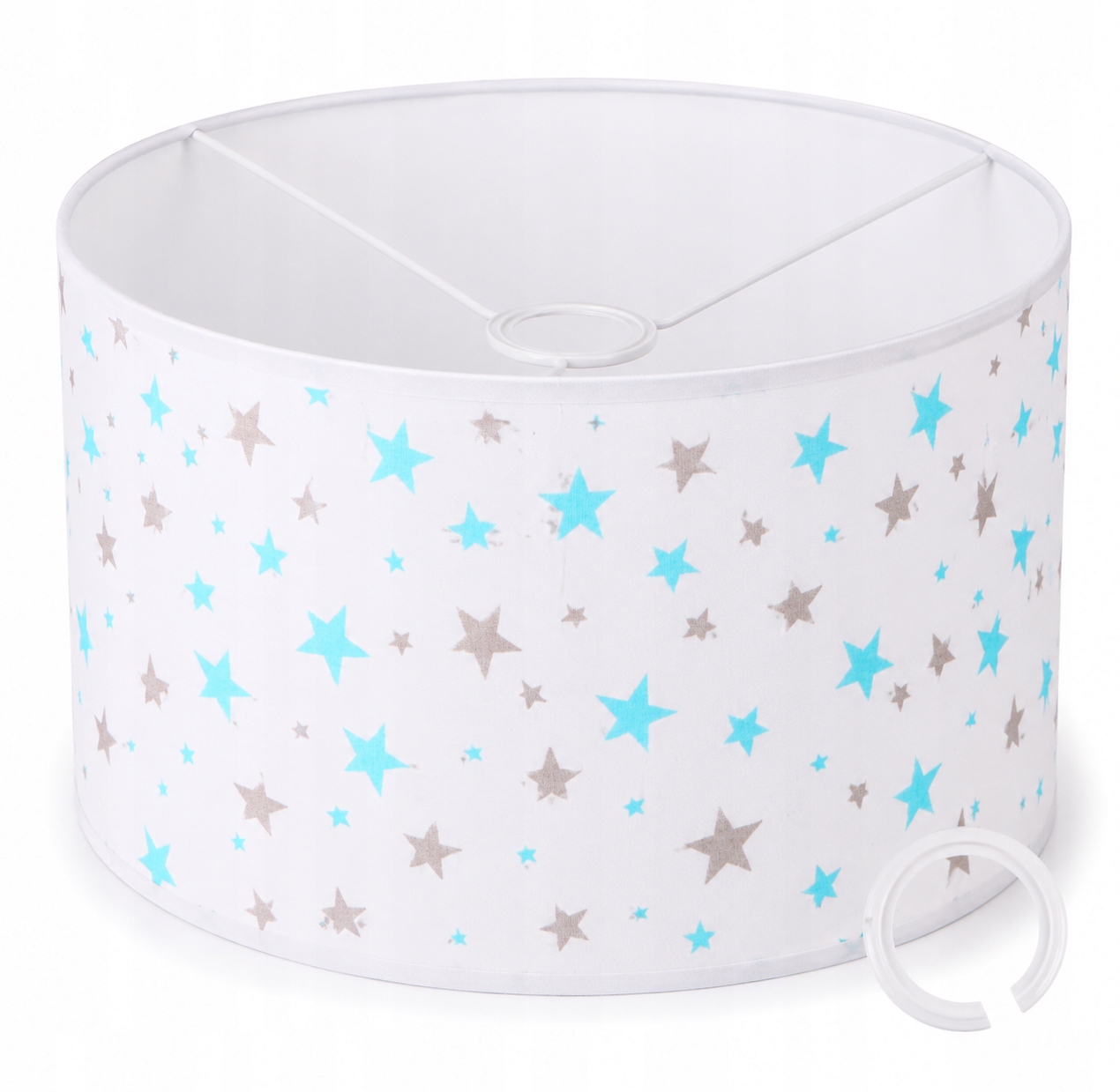 ABAŻUR Z MATERIAŁU DO LAMP WISZĄCYCH 35x20cm WALEC E27 E14 GWIAZDKI SZARE