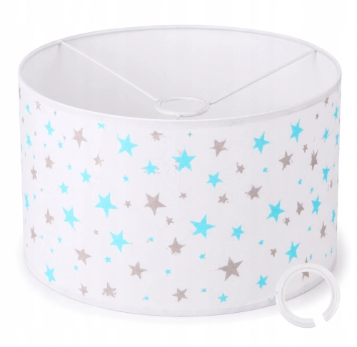 ABAŻUR Z MATERIAŁU DO LAMP WISZĄCYCH 35x20cm WALEC E27 E14 GWIAZDKI SZARE