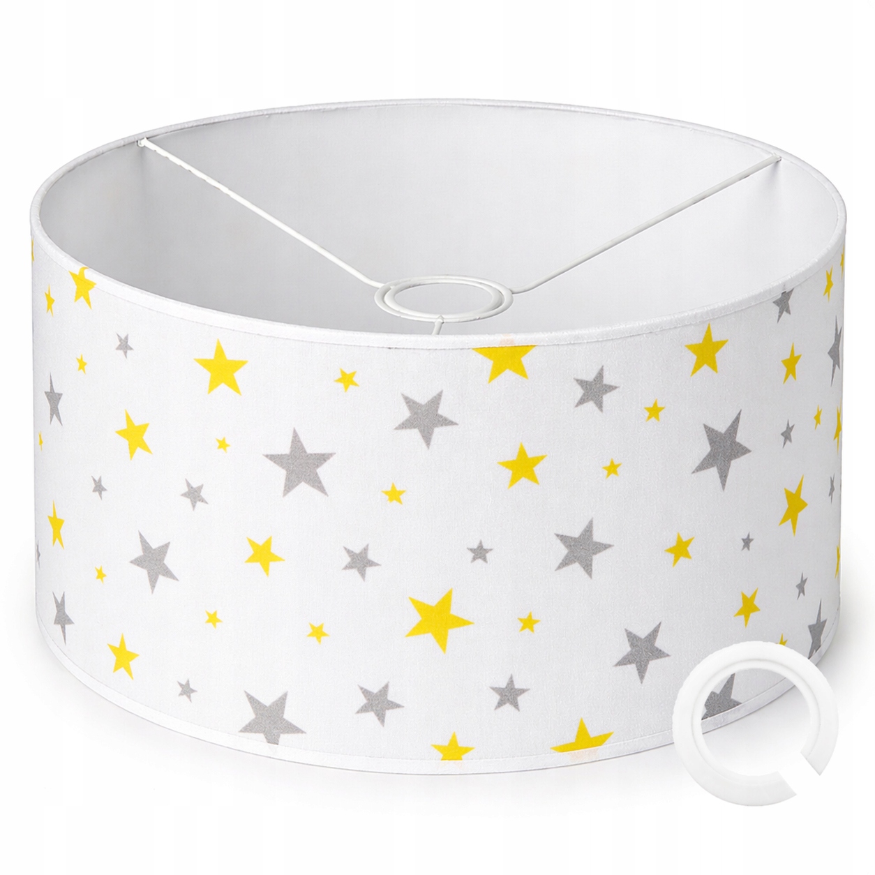 ABAŻUR Z MATERIAŁU DO LAMP WISZĄCYCH 35x20cm WALEC E27 E14 GWIAZDKI SZARE