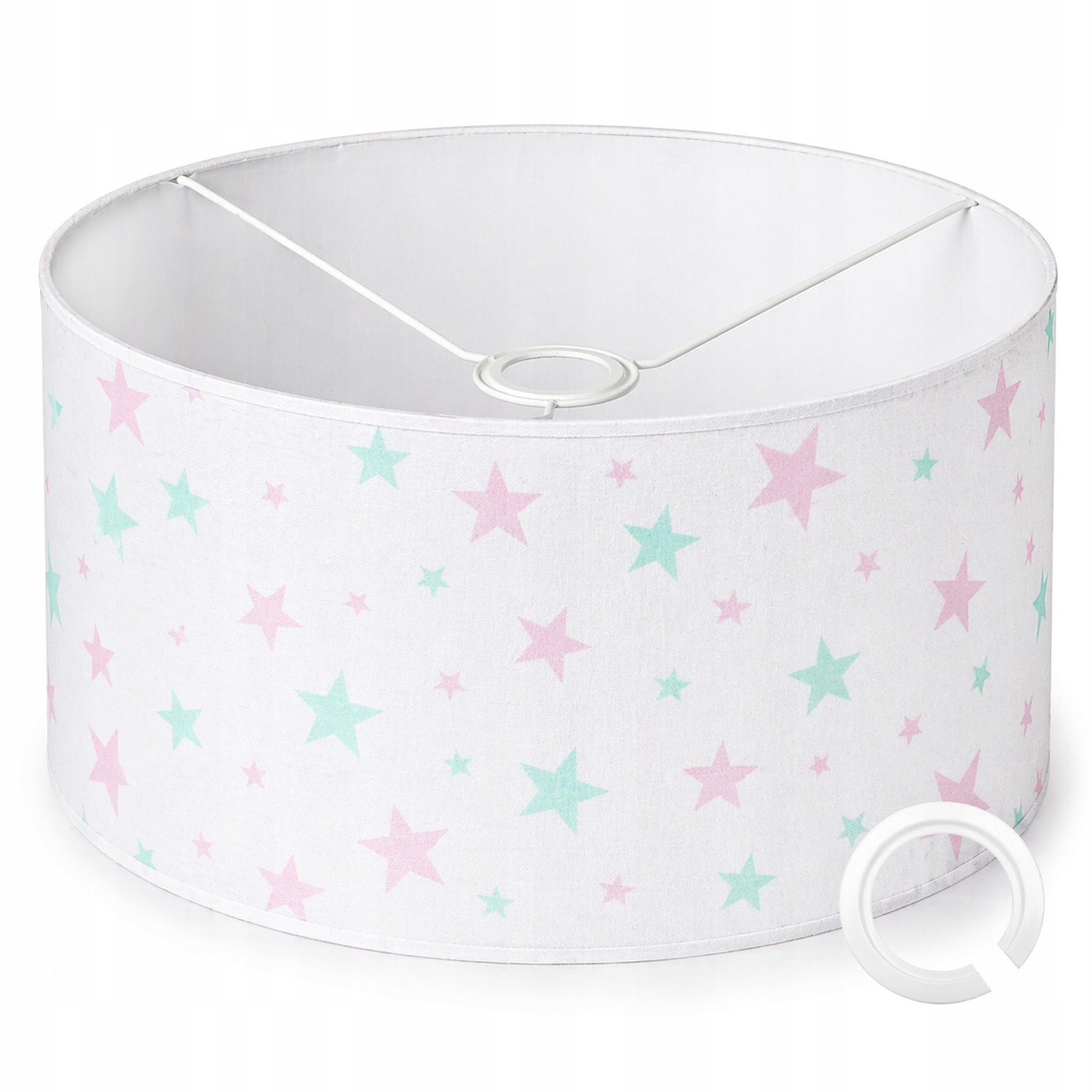 ABAŻUR Z MATERIAŁU DO LAMP WISZĄCYCH 35x20cm WALEC E27 E14 GWIAZDKI RÓŻ