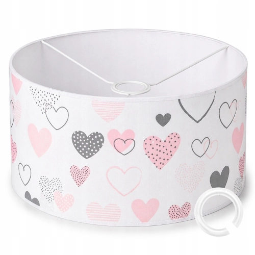 ABAŻUR Z MATERIAŁU DO LAMP WISZĄCYCH 35x20cm WALEC E27 E14 SERCA RÓŻ SZARY