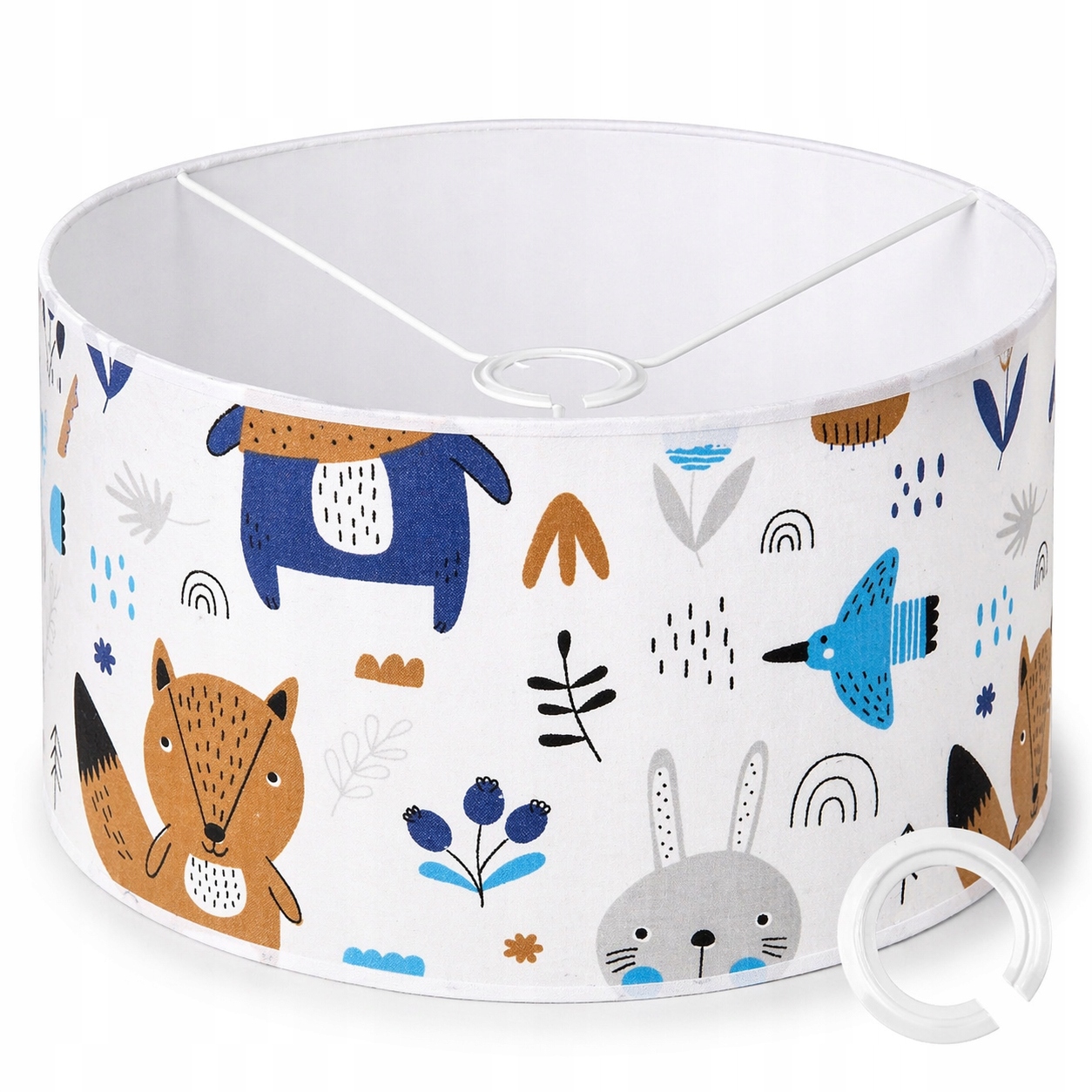 ABAŻUR Z MATERIAŁU DO LAMP WISZĄCYCH 35x20cm WALEC E27 E14 MISIE LAS