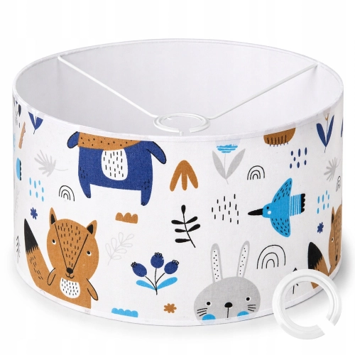 ABAŻUR Z MATERIAŁU DO LAMP WISZĄCYCH 35x20cm WALEC E27 E14 MISIE LAS