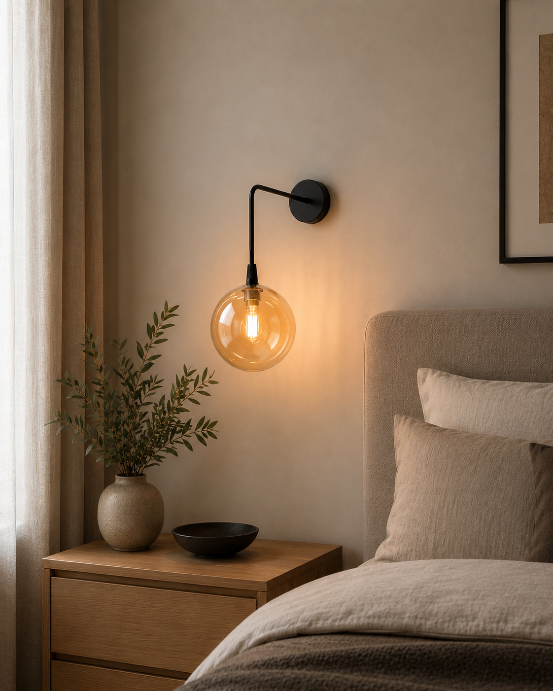KINKIET LAMPA ŚCIENNA SZKLANY KLOSZ ZWISAJĄCY G9 LED