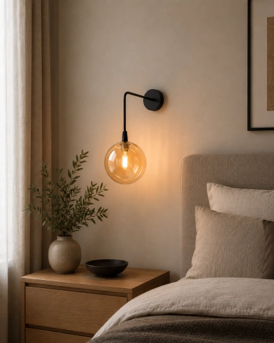 KINKIET LAMPA ŚCIENNA SZKLANY KLOSZ ZWISAJĄCY G9 LED