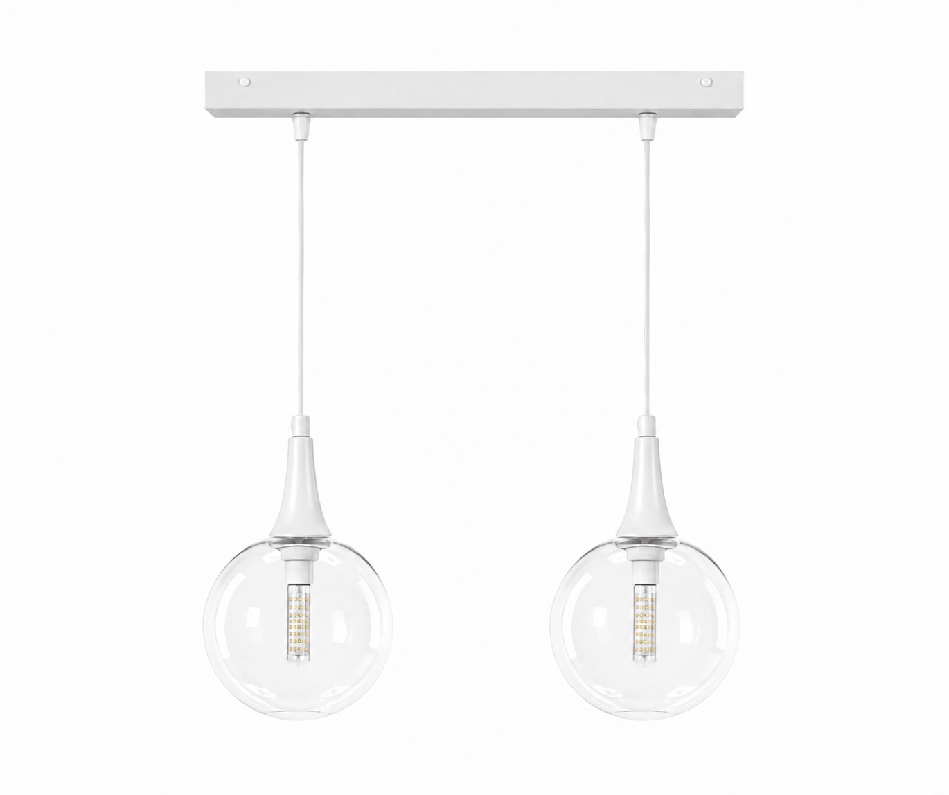 WYPRZEDAŻ BIAŁA ELEGANCKA LAMPA SUFITOWA WISZĄCA SZKLANE KULE LED G9