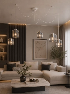 NOWOCZESNA LAMPA SPIDER PAJĄK SPYDER MALAGA 5xE27 CHROM SZKŁO LED E27 