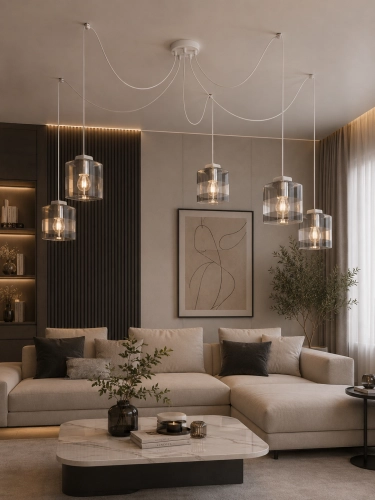 NOWOCZESNA LAMPA SPIDER PAJĄK SPYDER MALAGA 5xE27 CHROM SZKŁO LED E27 