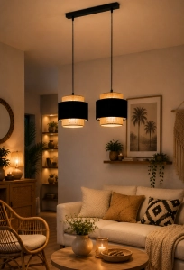  LAMPA WISZĄCA SUFITOWA DO SALONU JADALNI JUTA BOHO LED E27 CZARNA