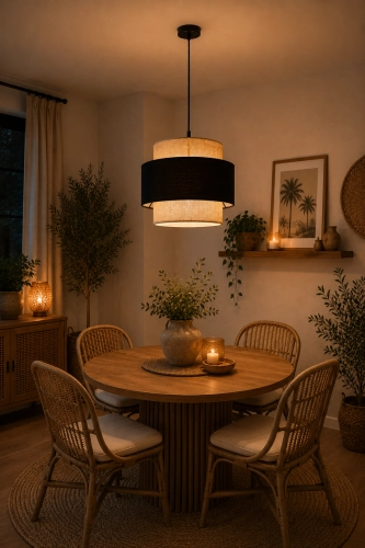  LAMPA WISZĄCA SUFITOWA 1-PKT DO SALONU JADALNI JUTA BOHO LED E27 CZARNA