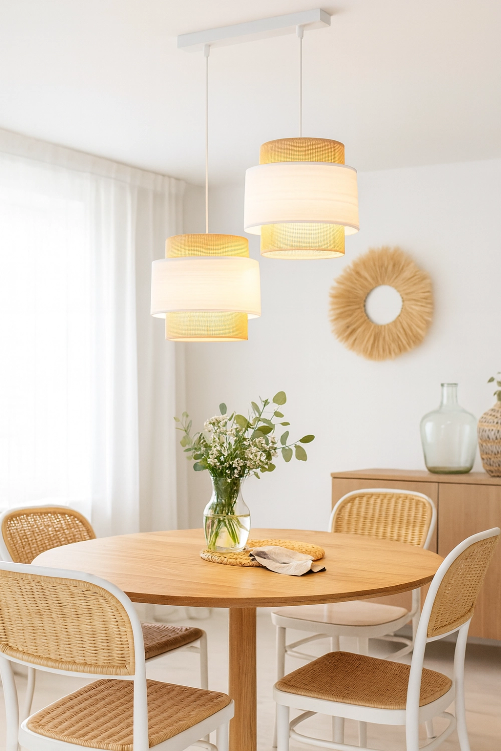  LAMPA WISZĄCA SUFITOWA DO SALONU JADALNI JUTA BOHO LED E27 BIAŁA 