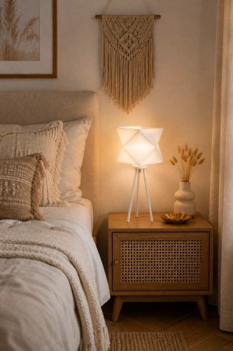 NOWOCZESNA UNIKATOWA LAMPKA NOCNA STOŁOWA TRÓJNÓG DIAMENT E27 LED